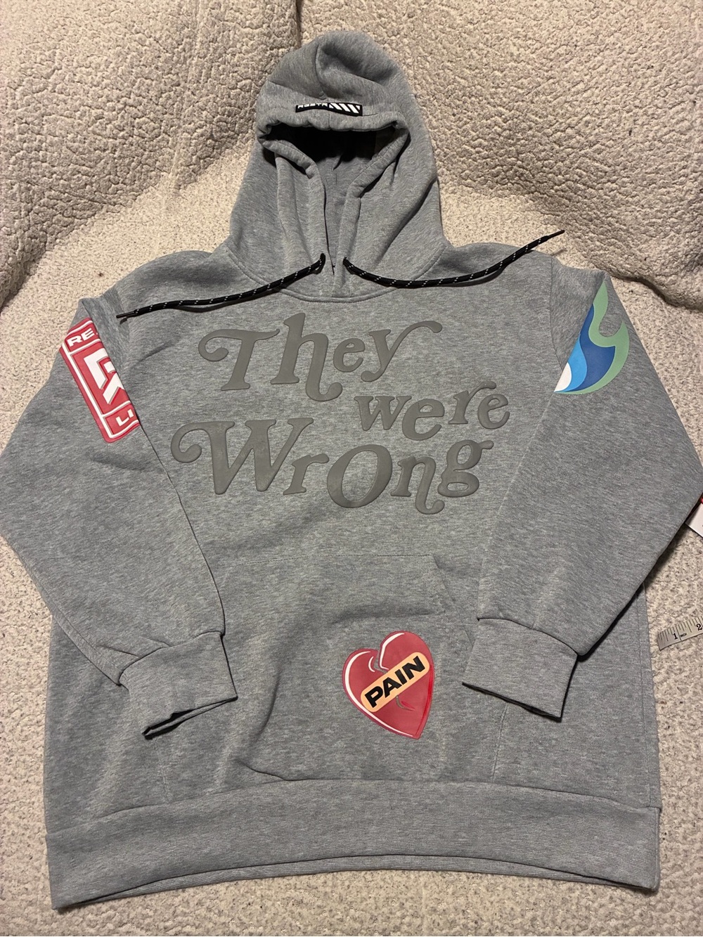 Rgstr brand, size small Gray 'They Were Wrong' Graphic Pullover Hoodie, nwt